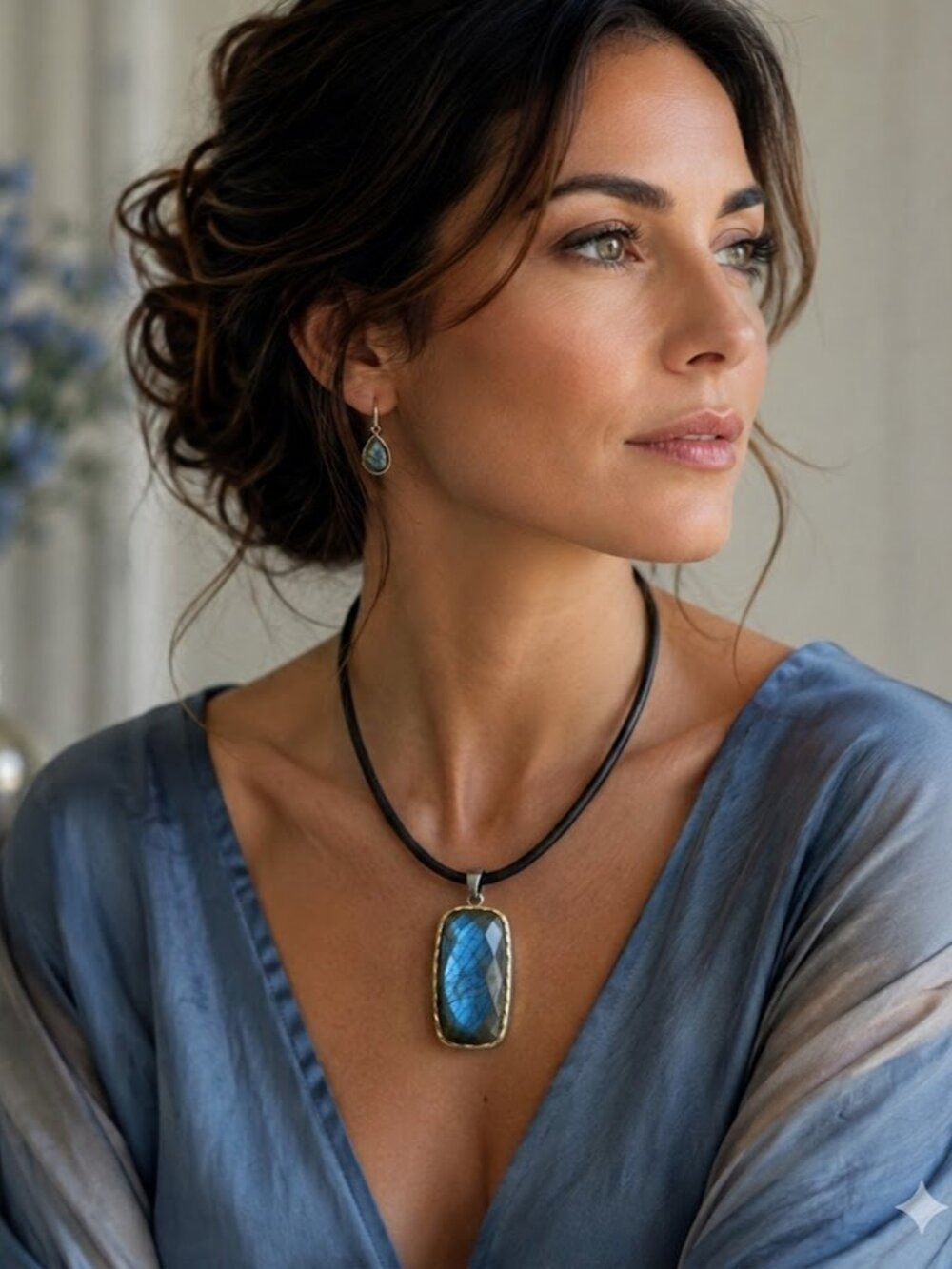 Labradorite pendant necklace in Sterling Silver 14k gold vermeil 🆕